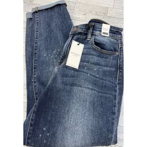 NEW NWT Judy Blue Boyfriend Fit Jeans Women's Size 11/30 Stretch Paint Splatter